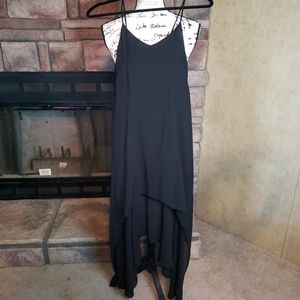 Muui Black Spaghetti Strap Asymmetrical High Low Dress